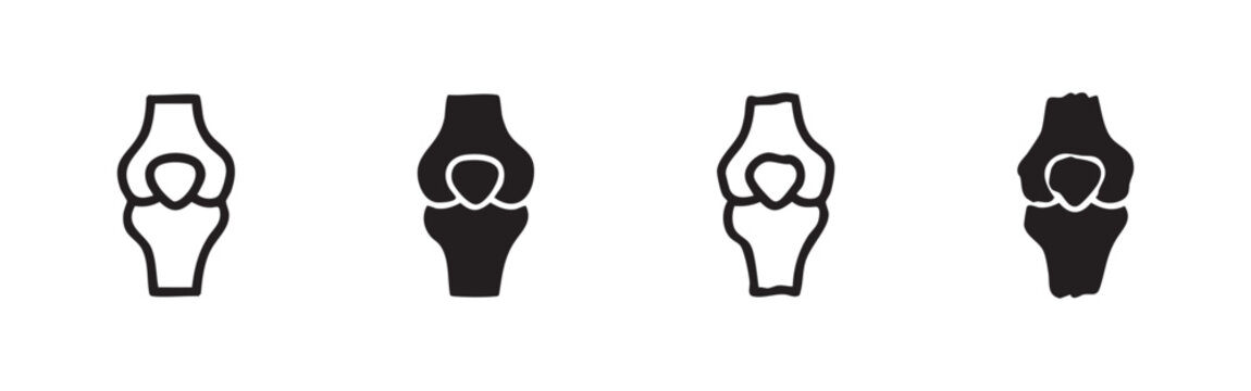 Knee Bone Anatomy with Patella Icon Set