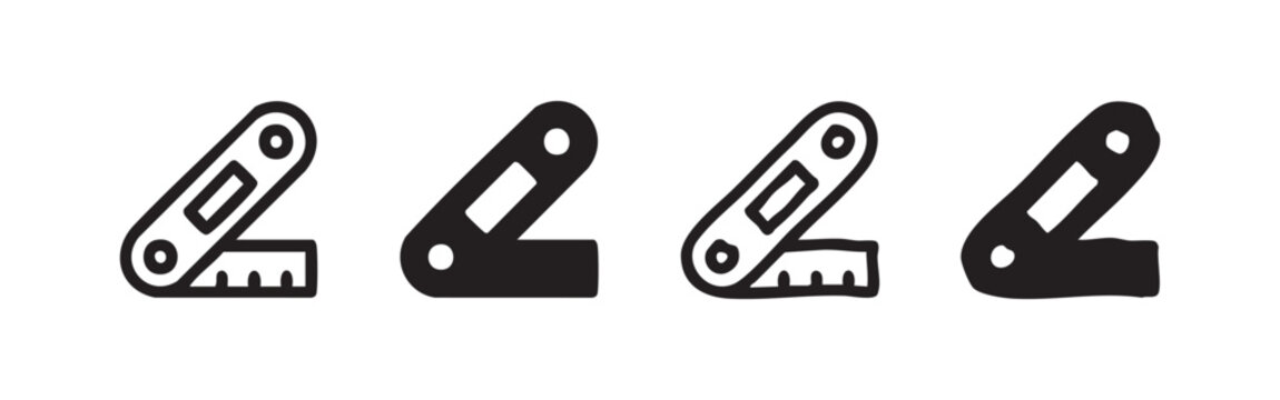 Folding Ruler Icons Set - Measuring Tool Symbols in Various Graphic Styles