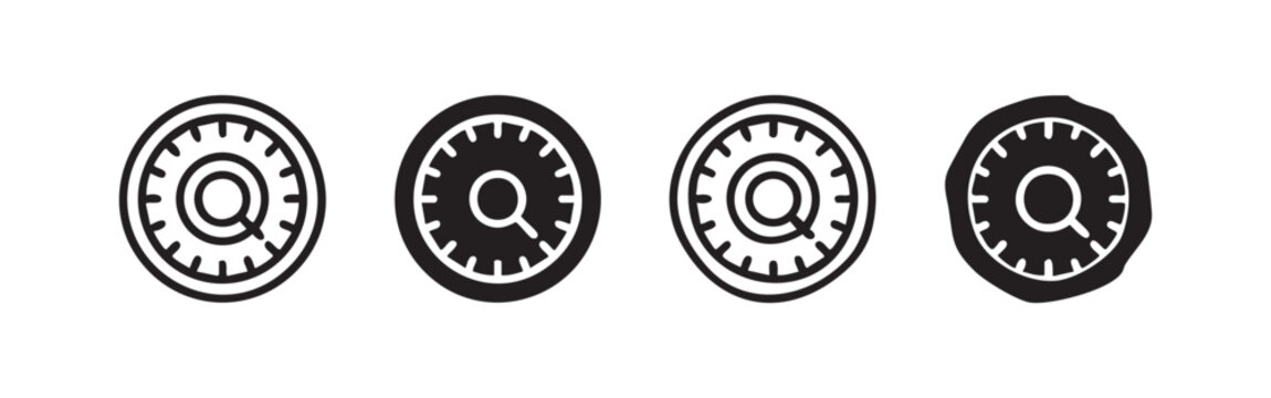 Safe Combination Lock Dial Icons - Security and Protection Symbol Set