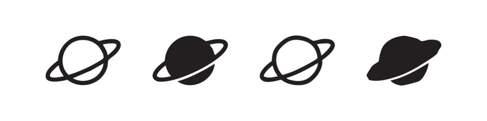 Ringed Planet Icon Set - Saturn and Space Astronomy Vector Icons, Galaxy and Universe Graphic Elements © liubomir118809