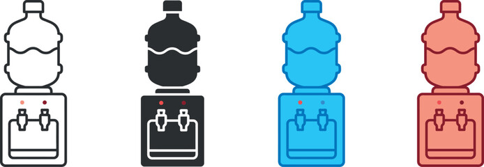 Naklejka premium Water cooler icons in different colors