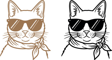 Two white cats wearing sunglasses and bandanas © RAC.Design-Magic