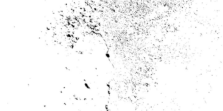 Distressed texture with rough edges and speckled pattern grunge. Glitch distorted grungy isolated layers. crack halftone dots. White background with scattered black scratches.