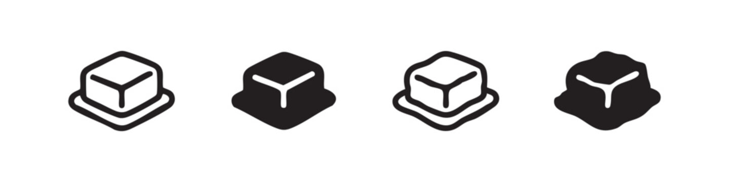 Ice Cube Icon Set. Cold and frozen water shapes for drinks and beverages.