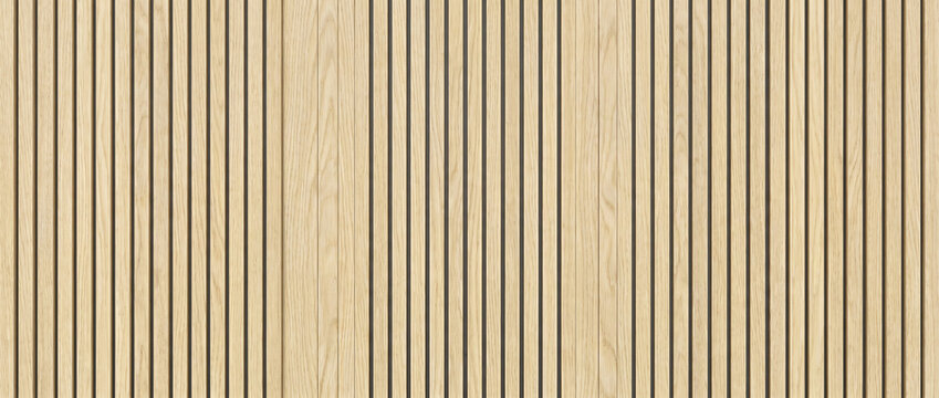 Minimalist light oak wood slat wall texture, vertical timber fluted panel background, modern architectural wooden cladding for interior design