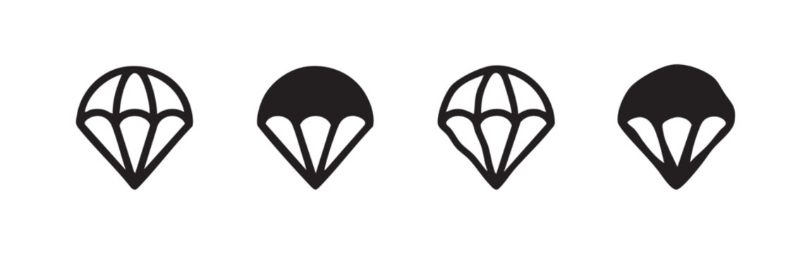 Parachute icon set in various styles.