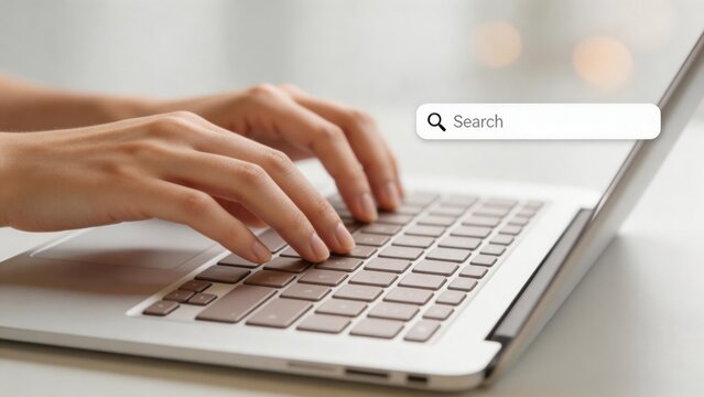 Hands typing on laptop keyboard