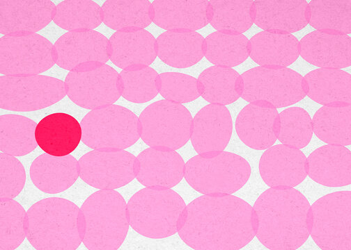 Bright pink circle standing out in abstract overlapping pattern