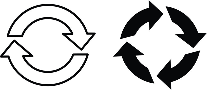 Set of black reload and refresh arrow icons for website and app interface design Vector