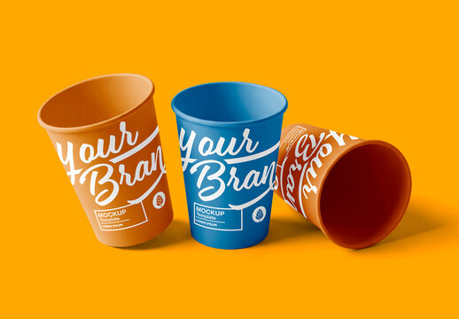 Paper cups mockup set minimal arrangement