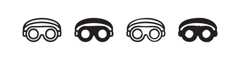 Goggles icons: outline and silhouette, aviator style © liubomir118809