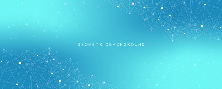 Modern digital technology background design with molecular plexus lines and dots. Futuristic network connection. Data flow. Abstract mesh, big data technology, AI, science, cyberspace.