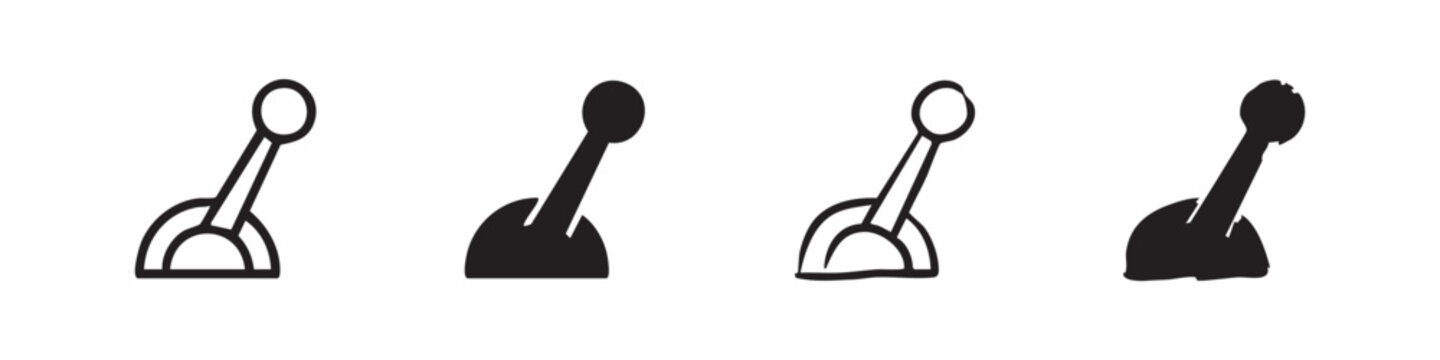 Set of four throttle lever icons, two outline and two silhouette, in various styles.