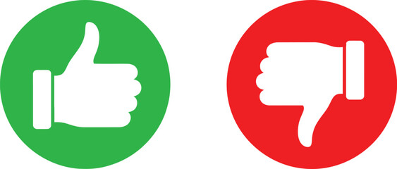 Green thumbs up and red thumbs down icons for voting and feedback Vector © Mst