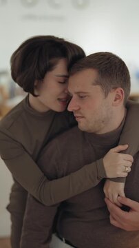 Romantic Moment as a Happy Couple Shares an Intimate Embrace