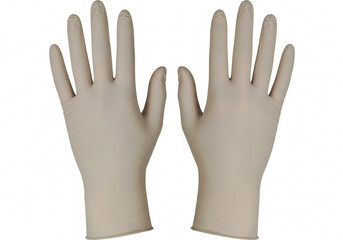 Obraz premium Pair of beige latex disposable gloves ready for use