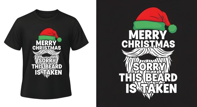 funny christmas beard pun tshirt design mockup