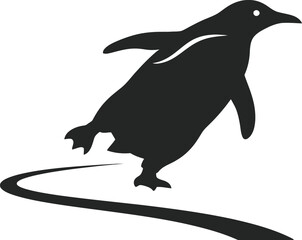 Agile penguin sliding on ice with flippers outstretched for balance representing speed and grace on transparent background. © Sadhin