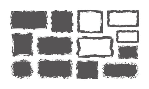 Collection of distressed grunge rectangular and square frames texture border