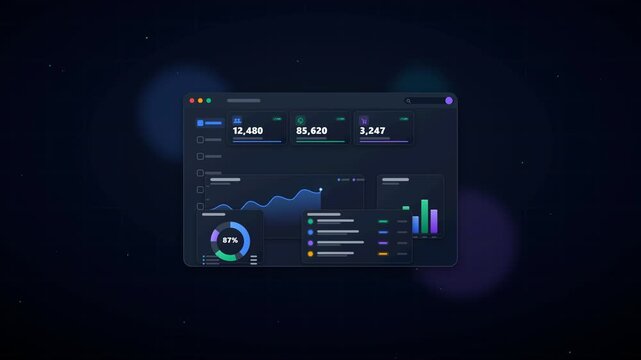 Digital business analytics dashboard displaying growth charts and key performance indicators with upward trending data