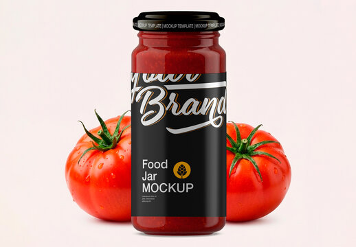Gourmet Tomato Sauce Jar Mockup