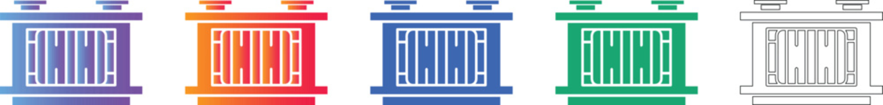 Electrical Transformer Unit Icons Set