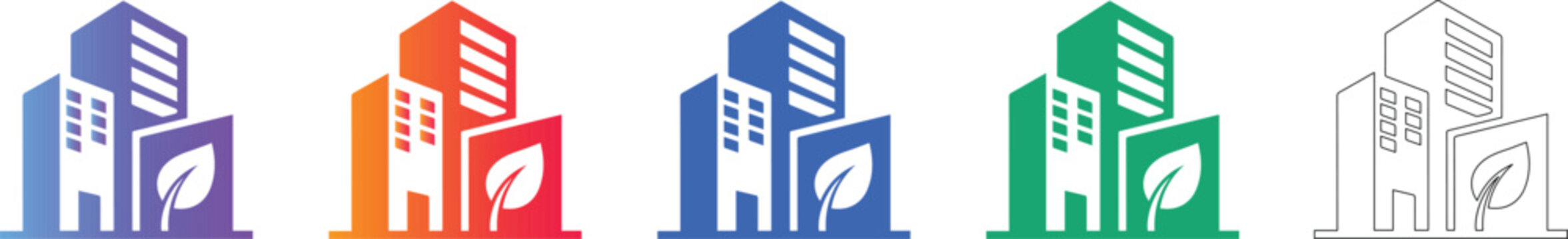 Green Energy Building Icons