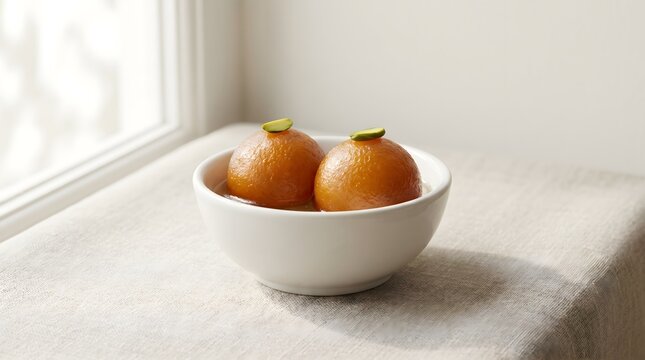 Gulab jamun brown sweet meethai on white bowl
