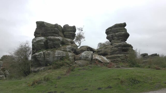 small collection of differing sizes of rock stacks at Brimham rocks