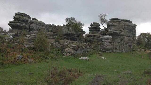 Abstract grouping on natural rock formations on display at Brimham rocks