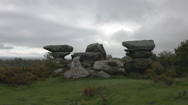 perfectly balabnced rock formations at the Brimham rocks in Yorkshire