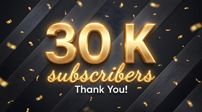 A vibrant red graphic celebrates 30k subscribers with gold text and colorful confetti. Text reads: thank you! 30K SUBSCRIBERS!
