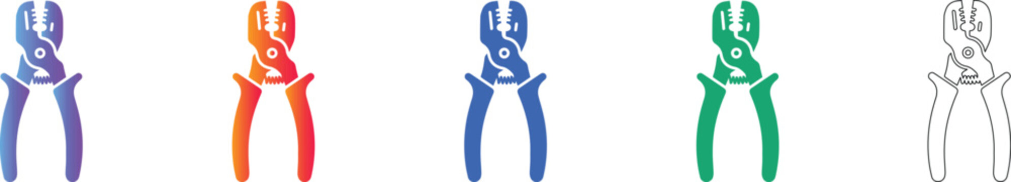 Wire Cutting Pliers Vector Graphic Set