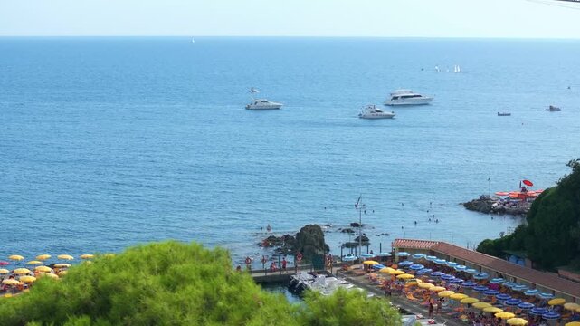 weekend boating paradise at a popular boat resort on the Tuscan coastline of Castiglioncello, Italy