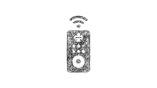 Sketch remote control icon animation - smooth progressive reveal
