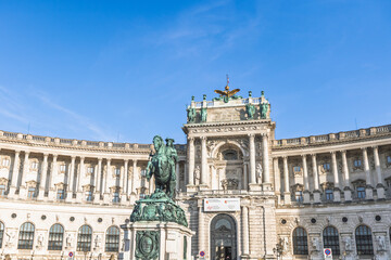 Fototapeta premium Prince Eugene of Savoy monument in front of Hofburg Palace in Vienna