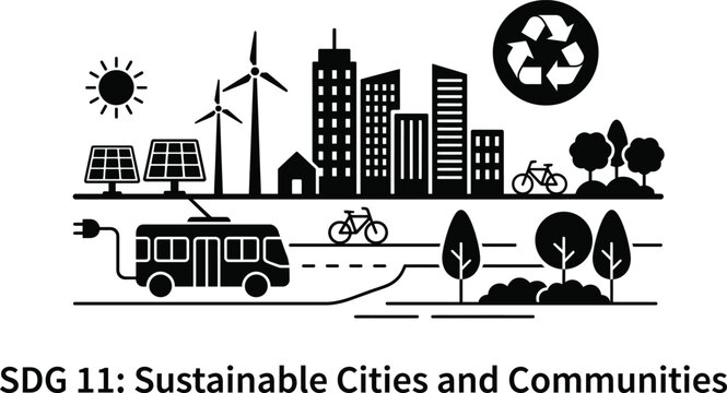 Sustainable cities and communities sdg 11 icon set Vector World Population Day