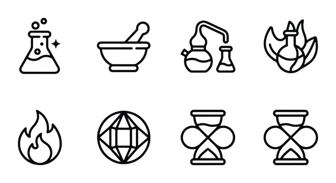 chemistry set of vector icons on white background