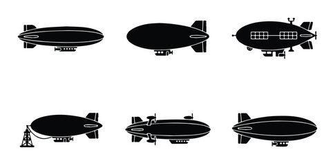 vector airship silhouettes on white background © Nadira