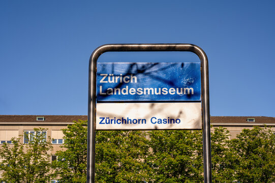 Landesmuseum public taxi boat boarding station on the Limmat River