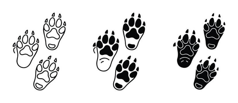 vector set of animal paw prints on white background