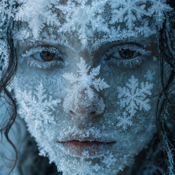 snow-covered frozen face