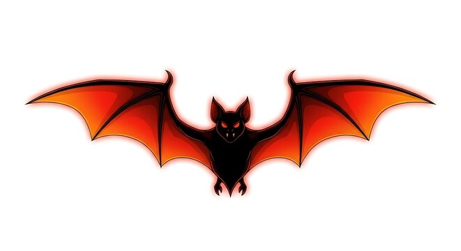 fiery bat silhouette against sunset glow
