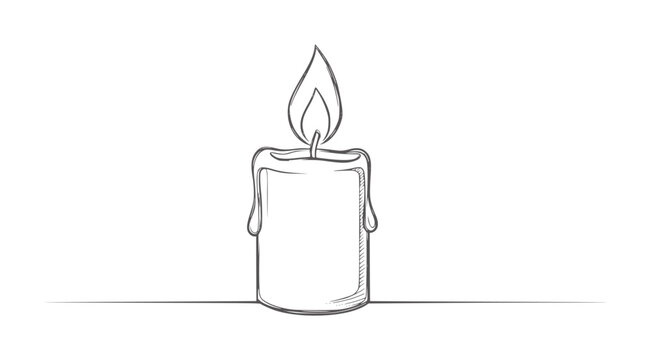 Single lit candle with dripping wax white flame light