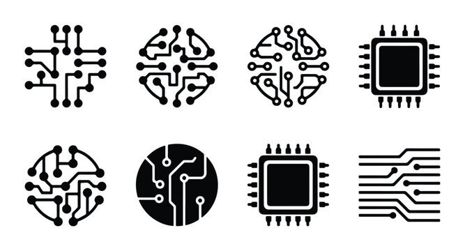 vector circuit board symbols on white background