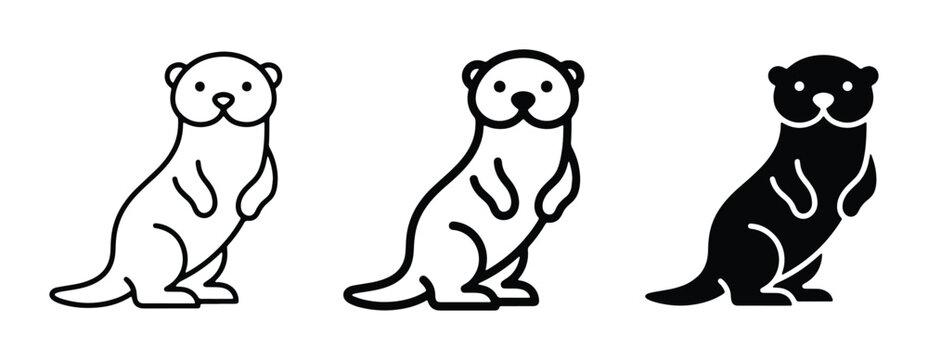 otter vector set on white background