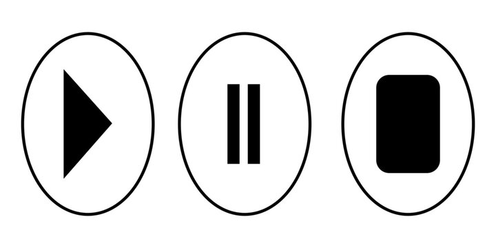 Play and pause buttons - vector icon illustration design. Video Audio Player. Player Button set icon symbol &ndash; vector. Play and pause vector button black icons isolated on transparent . EPS 10 .