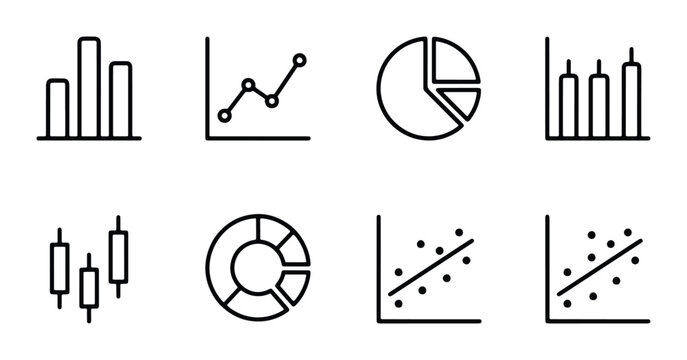 business analytics vector icons set on white background