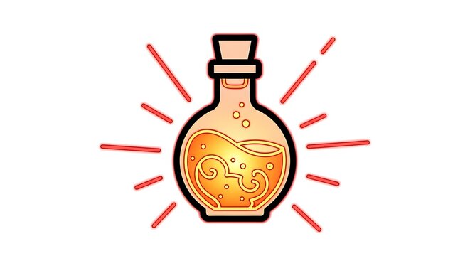 magic potion bottle glowing energy rays