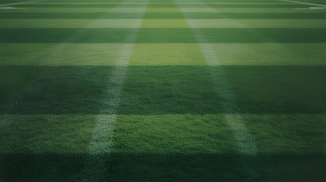 sunlight rays on fresh green grass field
